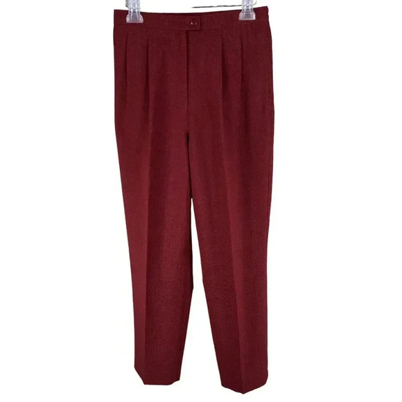 Sag Harbour Herringbone Power Suit Set Womens 8 Lined Burgundy Business Casual - Picture 9 of 16